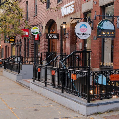 Walk around the block and go shopping on Newbury Street before a little fine dining