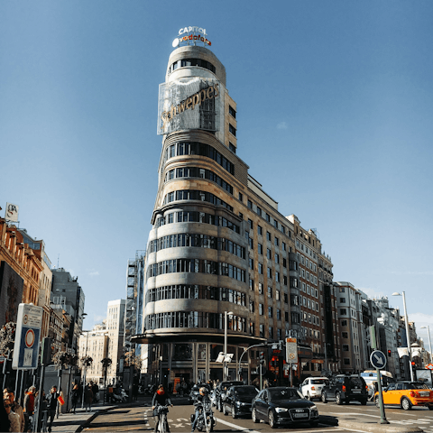 Go shopping on the nearby Gran Vía