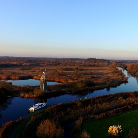 Stay in charming Beccles and hire a boat to putter down the Norfolk Broads