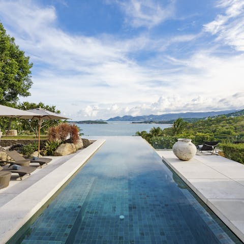 Take a refreshing dip in the sparkling swimming pool on hot afternoons