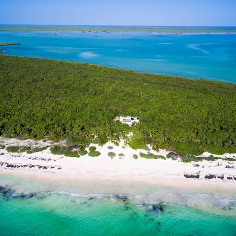 Stay in the Sian Ka'an Reserve on the edge of the Caribbean Sea