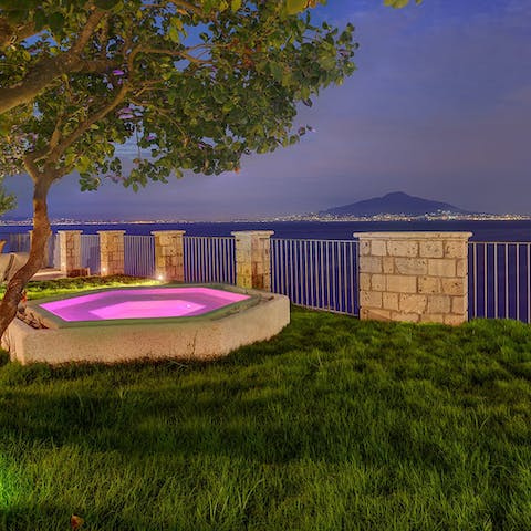 Unwind in the private hot tub overlooking the Mediterranean Sea 
