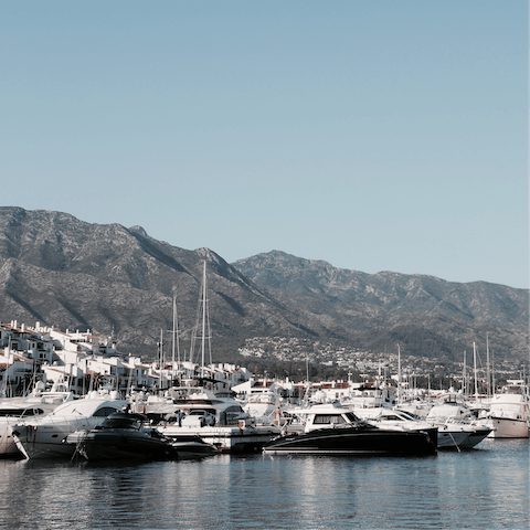 Head into Puerto Banus for a slap-up meal, a short drive away