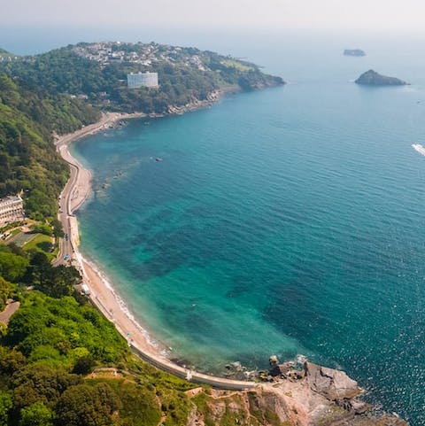 Spend sunny afternoons at Oddicombe Beach, a fifteen-minute walk away