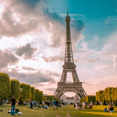 Admire the Eiffel Tower, a twenty-minute walk away