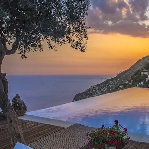 Go for a sunset dip in the infinity pool