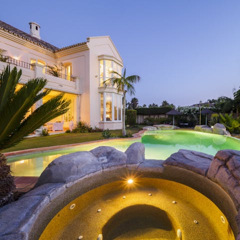 Spend an evening under the stars in the comfort of your hot tub