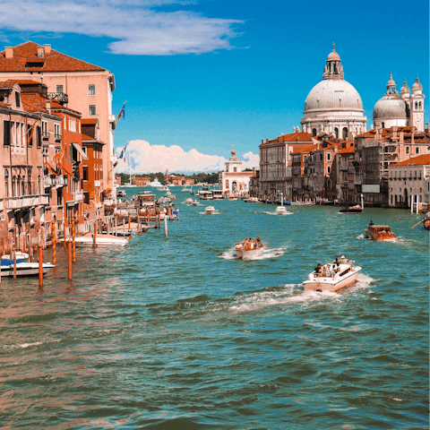 Hop on a Venetian gondola from the private boat dock right outside your dining area