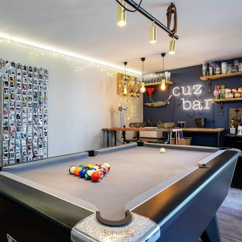 Get competitive in the games room – there's a garden bar for refreshments