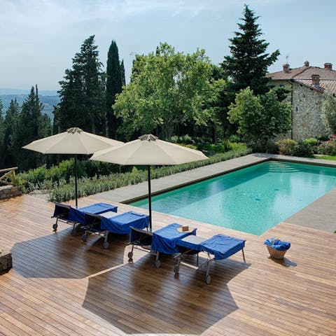 Enjoy the views of the Tuscan hills from the communal pool