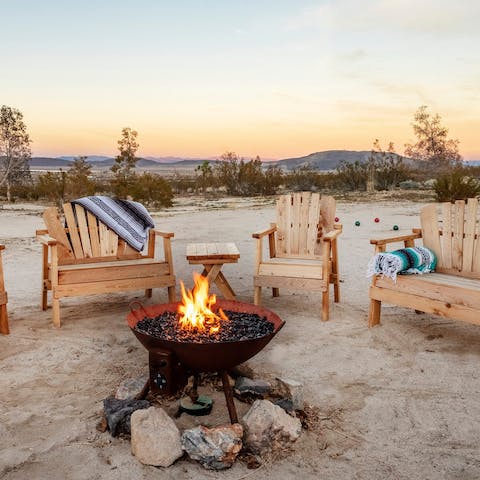 Spend evenings sharing stories round the fire pit