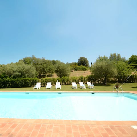 Take in the views of the countryside from the shared pool