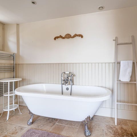 Treat yourself to a soak in the gorgeous clawfoot tub