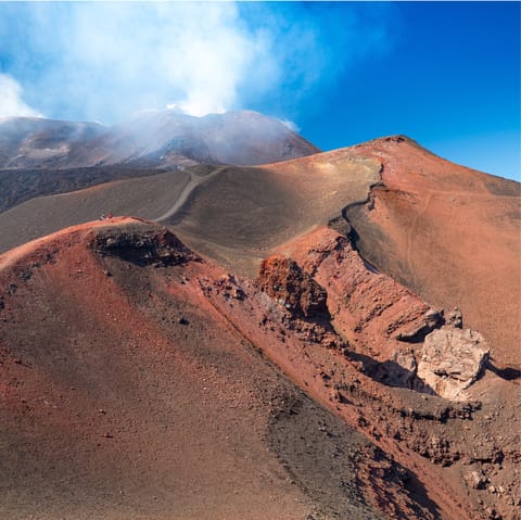 Explore the awe-inspiring landscapes of Parco dell'Etna, a forty-minute drive away