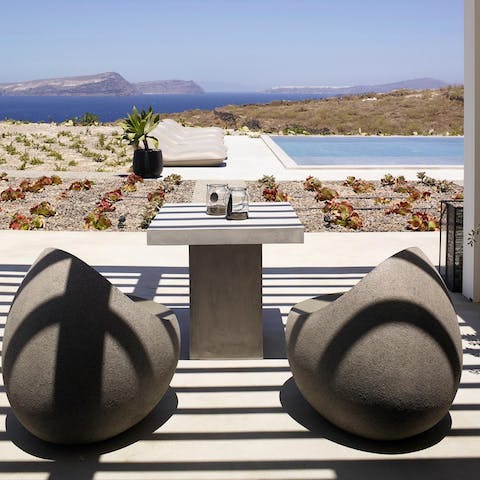 Take your complimentary Cycladic breakfast on the private terrace