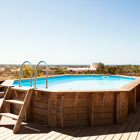 Cool off from the heat with frequent dips in the private pool