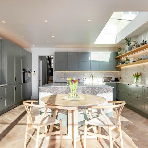 Rustle up a family meal in the bright kitchen