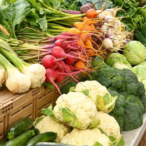Shop for organic ingredients at Parsons Green Farmers' Market, a twelve-minute stroll away