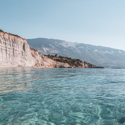 Swim the Ionian waters off of Amandakis Beach, a short drive away