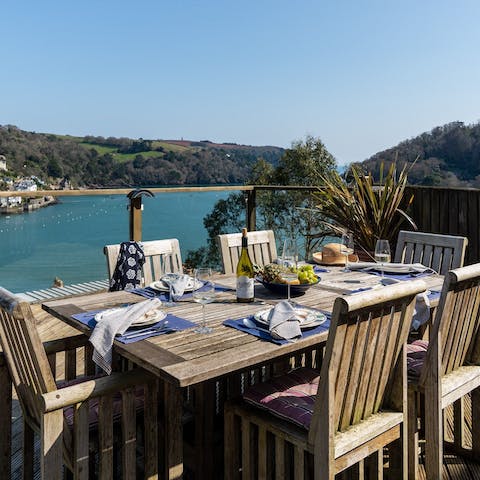 Enjoy spectacular alfresco lunches on the suntrap deck
