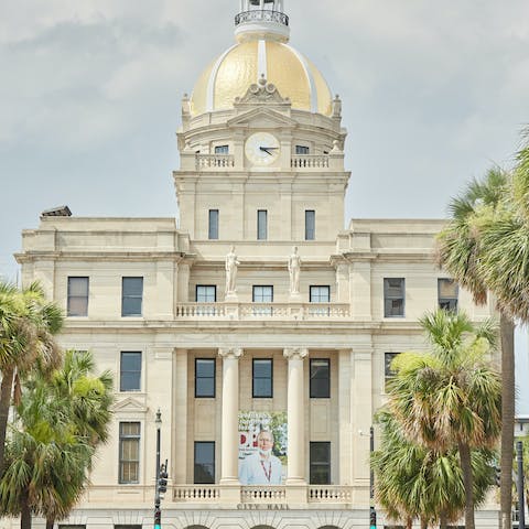 Wander ten minutes through the Historic District to see the City Hall and its gold-leaf-covered dome