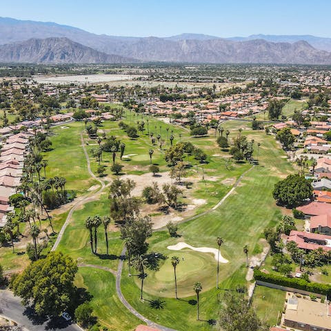 Sink a few holes at the on-site golf course, and enjoy views out to the mountains while you play