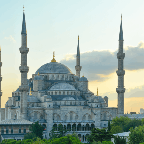 Tour the famous Blue Mosque and admire its unique architectural style