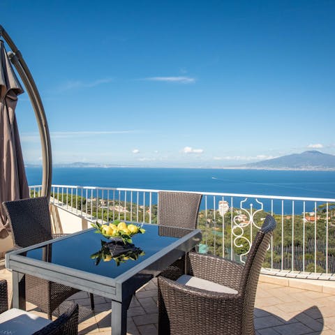 Dine alfresco with sea views providing the perfect backdrop