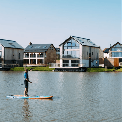 Take part in water sports on the site's large lake