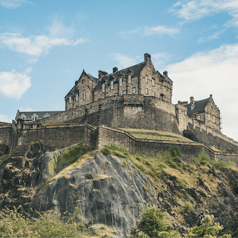 Admire the sweeping views from Edinburgh Castle, just a ten-minute walk away