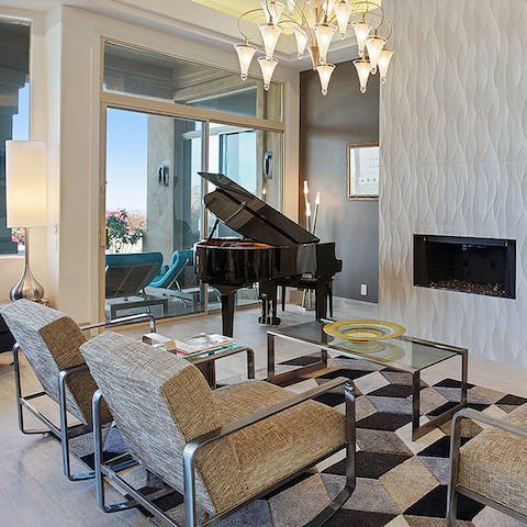 Enjoy sophisticated evening drinks by the piano