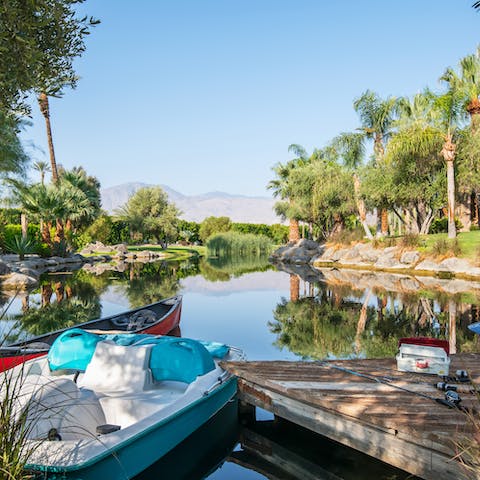 Take to the pretty waters of the private lake on a kayak or paddle board