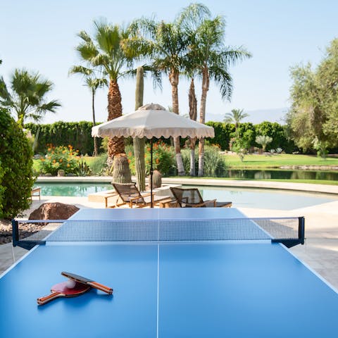 Get competitive on the outdoor ping-pong table