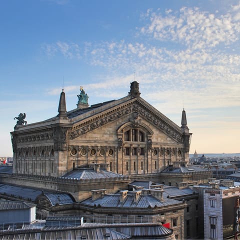 Visit the beautiful Opéra Garnier, a twenty-three-minute walk away