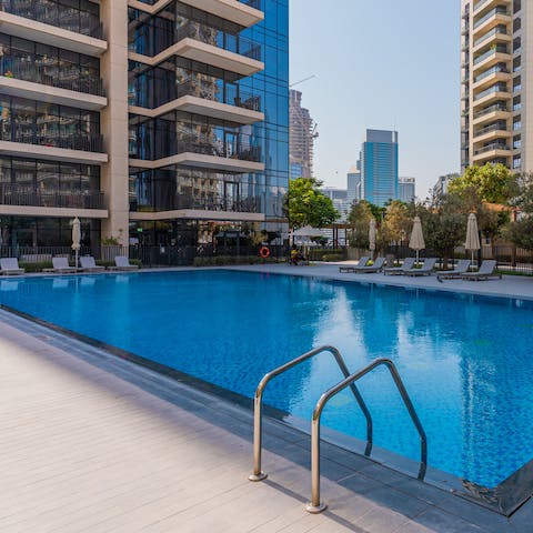Take a dip in the building's pool – part of the perfect morning routine