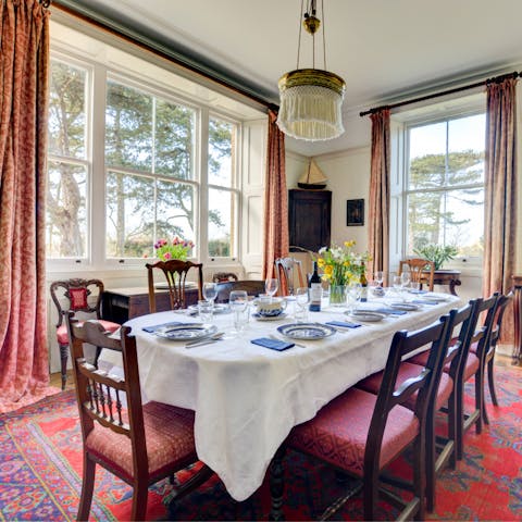 Dress up for an elegant dinner in the glorious formal dining room