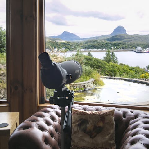 Use the telescope to birdwatch or gaze out at the Lochinver scenery