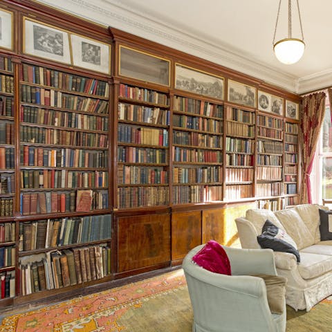 Snuggle up on the sofa while reading one of the antique books