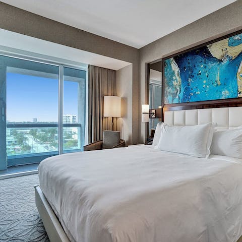 Wake up to views of the sea and city