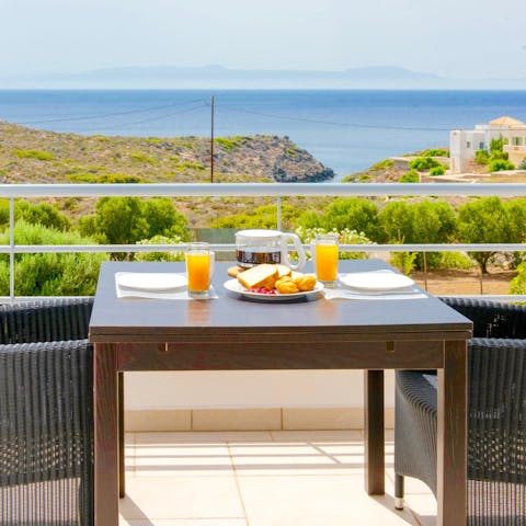 Enjoy breakfast with a sea view on the private terrace