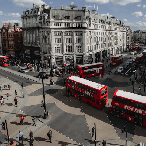 Walk ten minutes to bustling Oxford Street