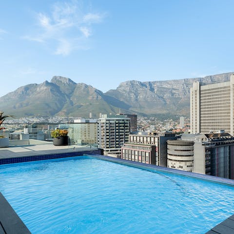 Take in your surroundings with a swim in the shared rooftop pool