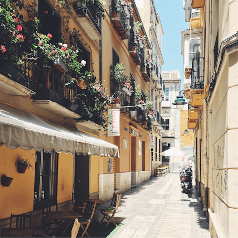 Explore the sun-drenched streets of Malaga that surround the apartment