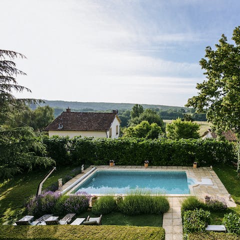 A swimming pool with views over the unspoiled French countryside