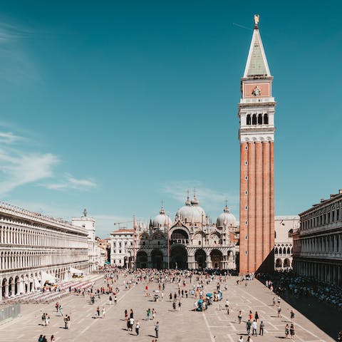 Stroll over to the bustling Saint Mark's Square, just five minutes from your doorstep