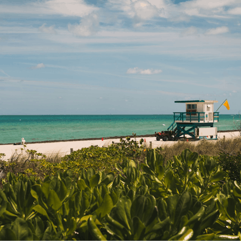 Stay just an eight-minute drive away from the beach