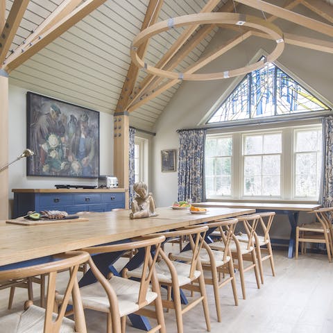 Dine in style in the beautiful, church-like dining room