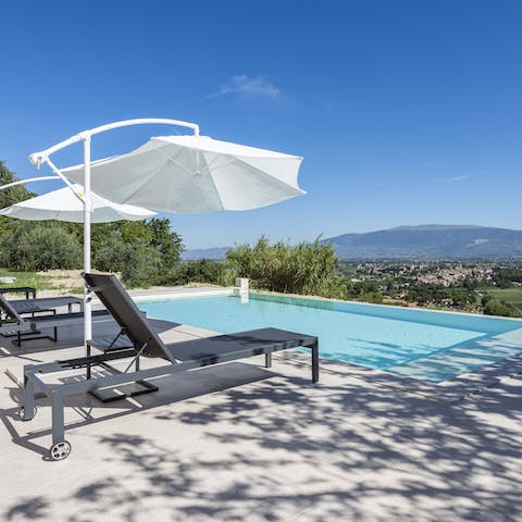 Jump into the infinity pool and gaze out over the Umbrian countryside as you cool off