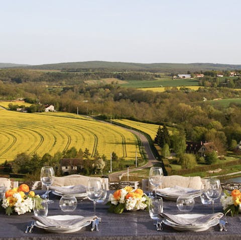 Dig into alfresco ratatouille amidst stunning views of the Yonne valley