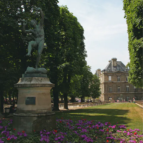 Take a stroll around the rose gardens and orchards of Luxembourg Gardens, a five-minute walk away